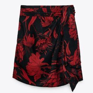 ZARA Tied Print High-Waisted Mini Skirt